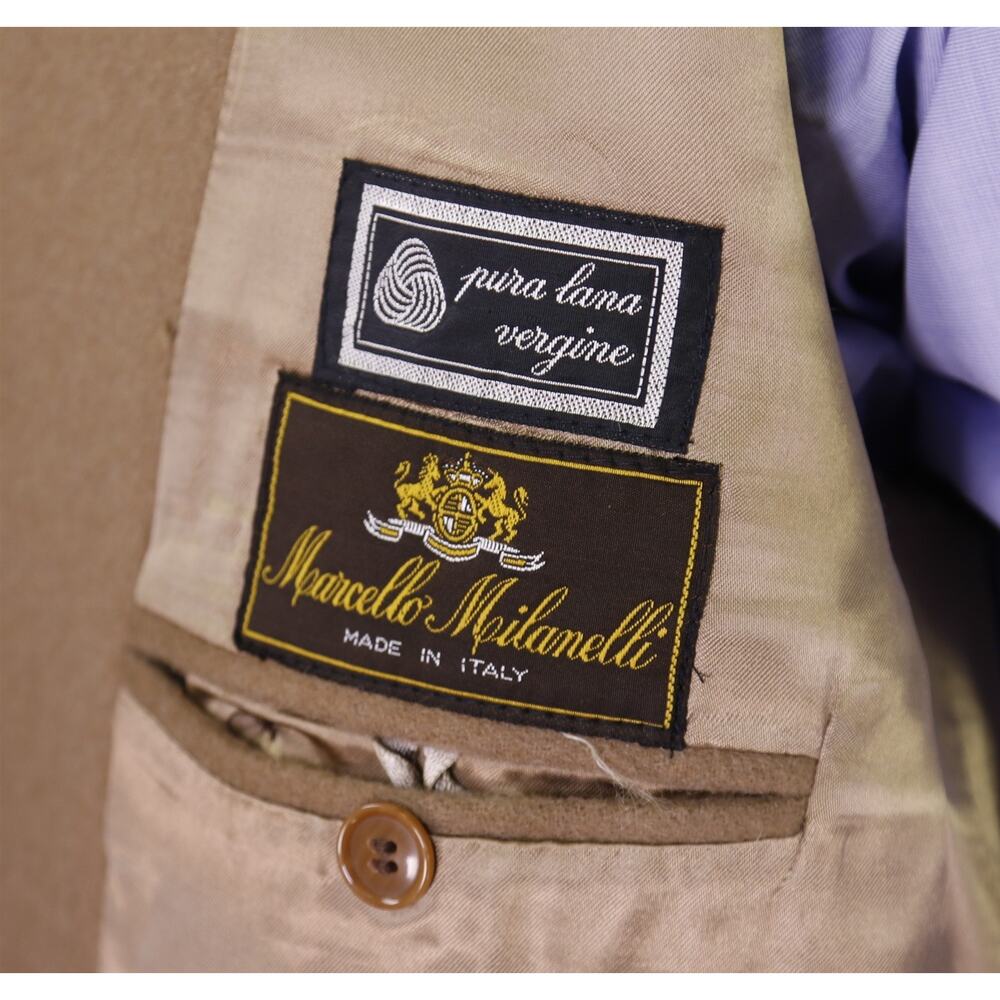 Marcello Milanelli Camel Brown Zegna Wool 2Btn Double Breasted Overcoat Coat 38S - Picture 8 of 10